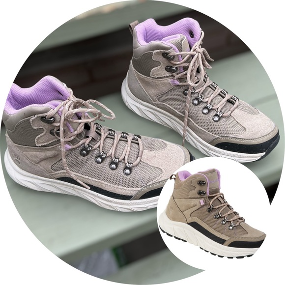 BearPaw Women's Athletic Hiking Outdoors Trail Shoes in Taupe and Lavender Size8 - Picture 1 of 11